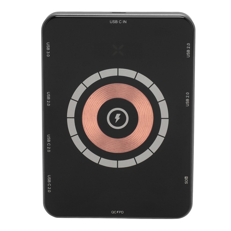 USB C Hub Magnetic Wireless Charging Storage Card Slot Aluminium