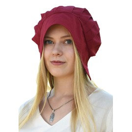 Battle-Merchant Medieval Cap with Pleats for Women – Women's Cap – Medieval Cap – Headpiece, red