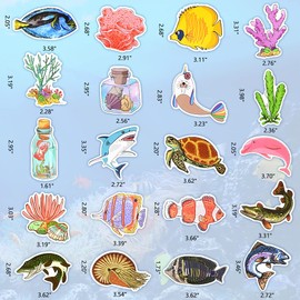 DETICKERS Ocean Stickers for Kids Ocean Stickers for Scrapbooking Sea Life Stickers for Water Bottles Stickers for Teachers Students Teens Waterproof Vinyl Stickers