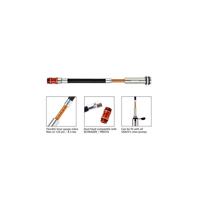 UNICHE Tech High Pressure Mini Bicycle Pump with Gauge (Silver,