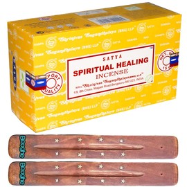 Satya Nag Champa Incense Sticks | x12 pack | with 2 Booghe incense sticks holder (Spiritual Healing)