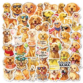 50PCS Cute Golden Retriever Stickers Kawaii Dog Stickers for Water Bottles Laptop Scrapbook Luggage Phone, Icicrim Waterproof Vinyl Animal Stickers for Kids Teens Adults