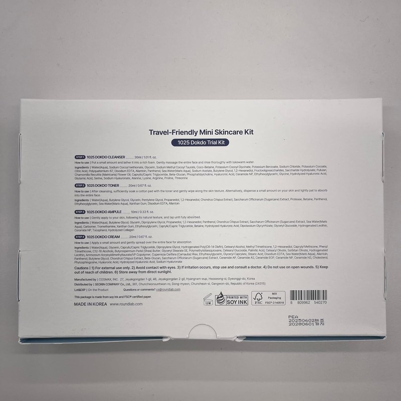 1025 DOKDO TRIAL KIT (Cleanser 30ml + Toner 20ml +