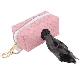 minifinker Dog Garbage Bag Dispenser, Matte PU Zipper Waste Bag Dispenser for Dogs for Outdoor Use (Sakura Pink)