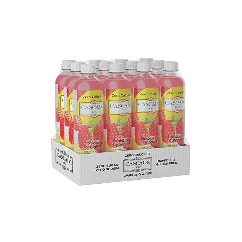 Cascade Ice Sparkling Water, Strawberry Lemonade, 17.2 Fl Oz (Pack