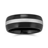 Simple Black Grey Inset Stripe Couples Titanium Wedding Band Ring
