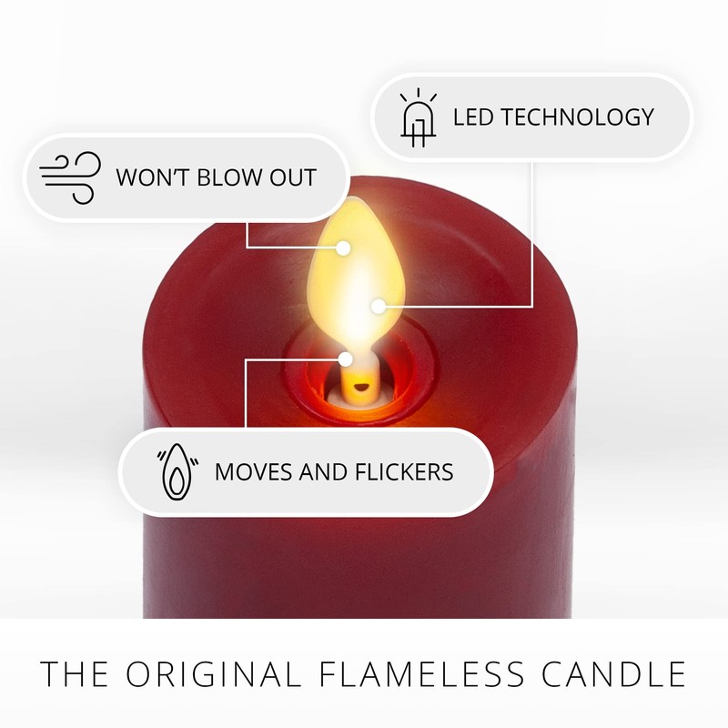Luminara Classic Slim Flameless LED Candle, Burgundy 2" x 7.9",