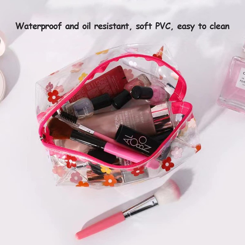 ZMZZ Cute makeup bag, transparent portable makeup bag, waterproof toiletries