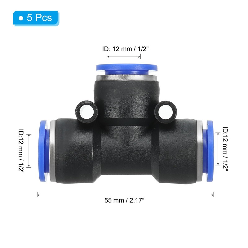 PATIKIL 3/4" OD T-Piece Plastic Push to Connect Fittings, Pack