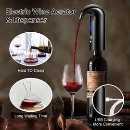 OYNUPIKR Electric Wine Opener Set, Rechargeable Electric Wine Aerator & Dispenser, Foil Cutter and Vacuum Wine Stopper, Wine Bottle Opener for Home Party birthday Wedding Gifts