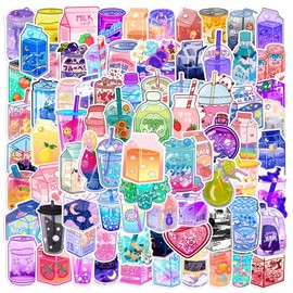 Beverages Sticker Drinks Sticker Set 100 Pieces Cute Decoration for Car Laptop Skateboard Bicycle Moped Motorcycle Bicycle Computer Suitable for Adults Children