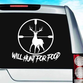 Will Hunt for Food Deer in Rifle Scope Vinyl Decal Sticker Bumper Cling for Car Truck Window Laptop Wall Cooler Tumbler | Die-Cut/No Background | Multi Sizes/Colors, 20-inch, Orange