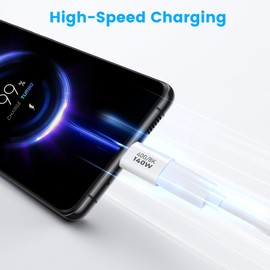 leizhan 140W Type-C Adapter Straight and 90 Degrees (2 pack), USB-C OTG for Fast Charging and Efficient Data Transfer - White