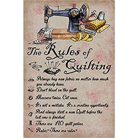 Sewing Poster The Rules of Quilting Poster,Sewing Print,Sewing Machine for Home Bar Pub Kitchen Garage Restaurant Wall Deocr Plaque Signs 8x12inch