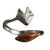 CrownOfRibbons Adjustable Fox Ring with Orange Tail Tip, Silver Animal