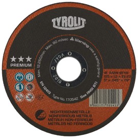 TYROLIT Premium Straight Cutting Disc Super Thin 115 x 1.0 x 22.23 mm Aluminium Form41 Contents: 25 Pieces