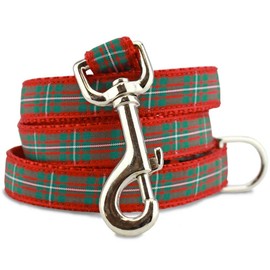 The Artful Canine Holiday Plaid Dog Leash, 5 Ft Long, 1" Wide