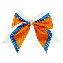 Back to School Bow Hair Clip Girls Glitter Hair Bow Cheer Bow 8 Inch Glitter Large Bow Hair Pin School Hair Accessory Performance Hair Bow TSFJ72 (Orange)