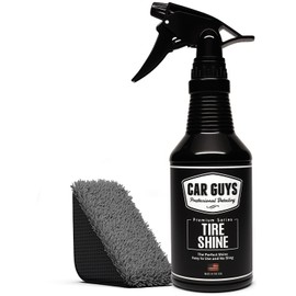 CAR GUYS Tire Shine Spray | The Perfect Shine | Durable and User Friendly Tire Dressing | Long Lasting UV Protection for Black Tires, Wheels, & Rubber | 18 Oz Kit with Applicator Pad