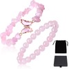 YUFFQOPC 2 Pcs Crystal Bracelet, Natural Gemstone Cufflinks, Rose Quartz