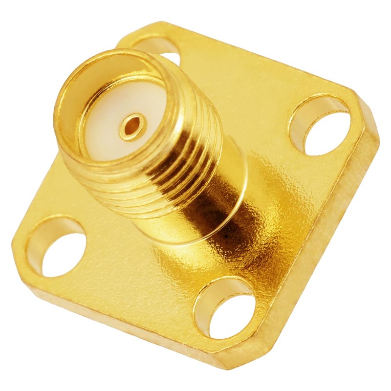 POBADY 5pcs SMA Female 4 Hole Flange Panel Mount Adapter