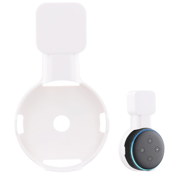 Wandhalterungen für Echo Dot 3rd, Smart Home Lautsprecher Halterung für Echo Dot 3. Generation, Steckdosen Ständer für Küche Bad Schlafzimmer, mit Integriertem Kabelmanagement (Weiß)