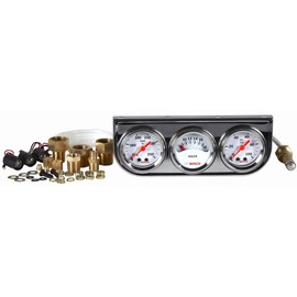 Actron SP0F000039 Bosch Style Line 1-1/2" Mini Triple Gauge Kit (White Dial Face, Chrome Bezel)