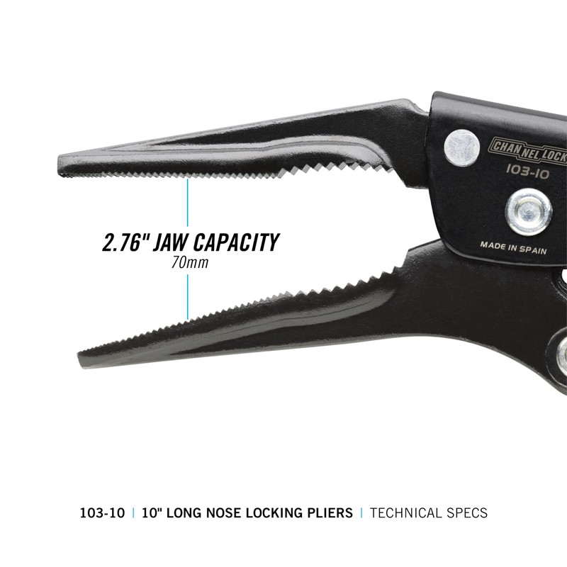 Channellock Combination Long Nose Locking Pliers 103-10 - Epoxy Resin