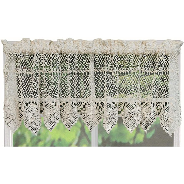 Creative Linens Cotton Crochet Lace Kitchen Curtain Valance Beige Handmade