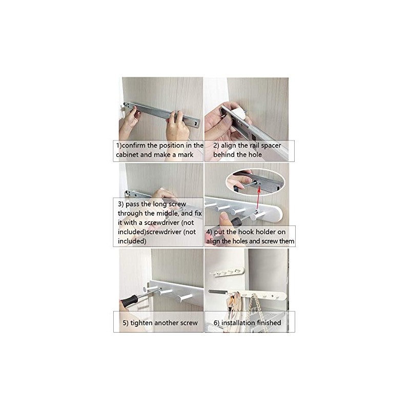 Kelendle Extendable Sliding Wardrobe Hook Rail with Hardware Pull Out