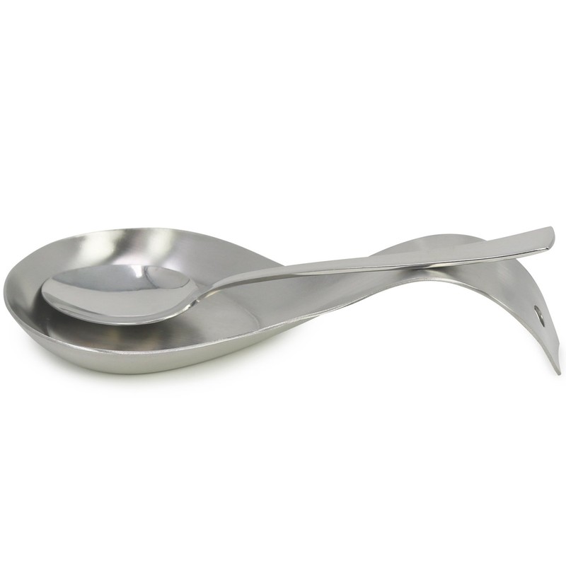 com-four® 2 x Stainless Steel Cooking Spoon Rest for Kitchen