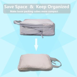 Compression Packing Cubes Set Extensible Travel Luggage Organiser Bags for Suitcase, Lightweight Travel Essentials Organiser for Backpack (Beige)