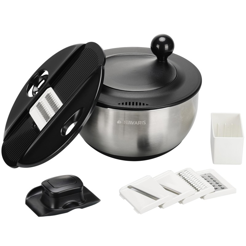 Navaris Salad Spinner with Lid - Salad Spinner Stainless Steel