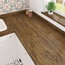 Wallercity Brown Contact Paper Wood Grain Peel and Stick Wallpaper Self Adhesive Removable Brown Wood Wall Paper for Countertops Vintage Waterproof Wooden Wrap for Cabinets Drawer Liner 15.8''x236''