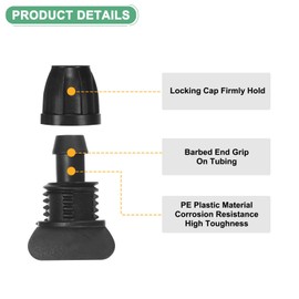 M METERXITY 5-Pack Drip Irrigation Barbed Locking Fittings, 3/8 Inch End Caps Tubing Connector Plastic Coupling for Greenhouse/Aquarium/Garden Watering System, Drip Irrigation Parts