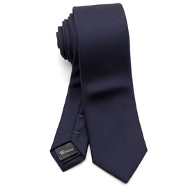 WANDM Narrow Tie, Skinny Tie, 2.4 inches (6 cm) Wide, Washable, Solid Color