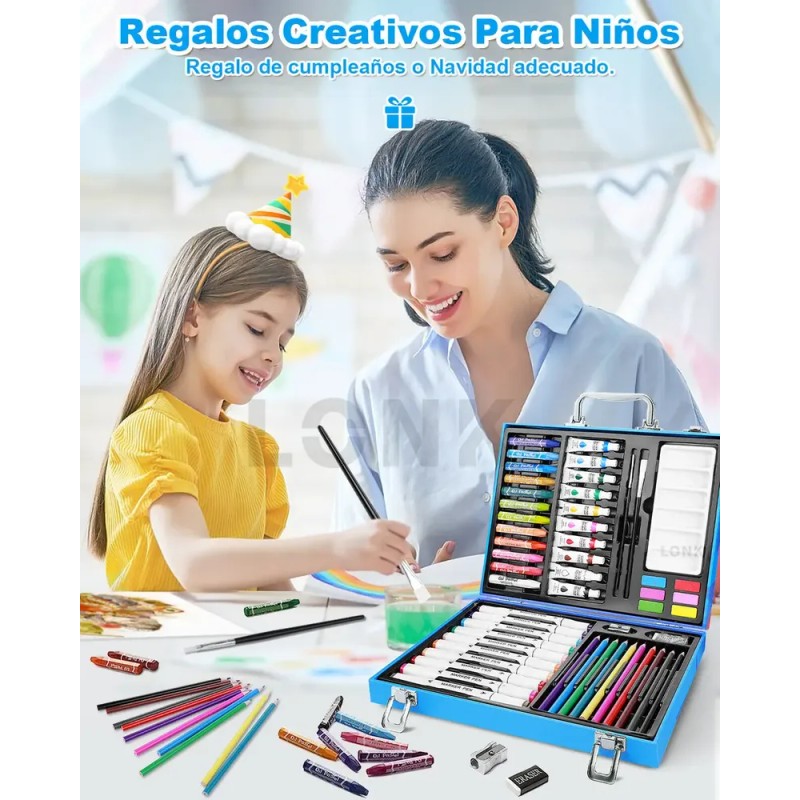 Set de Acuarelas y Acrílicas Lonk 53 Piezas con Marcadores,