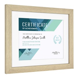 MCS Studio Gallery Matted Document Frame Set, 11 x 14 Matted Certificate Frames Fit 8.5 x 11 Diplomas, Documents & Certificates, Natural Woodgrain, 4-Pack