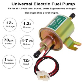Universal Electric Fuel Pump 12V Low Pressure 4-7 PSI Inline Fuel Pump For Gasoline or Diesel Engine HEP-02A Motorcycle Carburetor ATV Trucks Boats By Gekufa