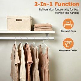 RedCall Wall Mounted Clothes Rack with Shelf, Heavy Duty Clothing Rack for Hanging Clothes, 31.5" Wall Mounted Coat Rack with Hanging Rod, Load up to 80 lb, for Entryway, Bedroom, Laundry Room, Closet