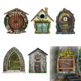 BSITSSS 6 Pcs Fairy Door, Miniature Fairy Doors for Garden Trees, Wooden Fairy Garden Door, Fairy World Fairies Doors, Elf Door for Garden Trees Yard Art Trees Potted Decoration