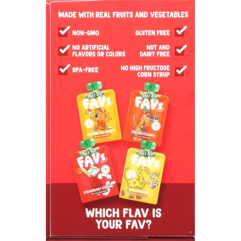 Tree Top FAVs Fruit Pouch, Strawberry 3.2 oz. (Pack of