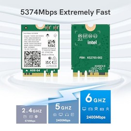 QFly AX210NGW Tarjeta inalámbrica WiFi 6E M.2 2230/NGFF con Bluetooth 5.3, adaptador de red de triple banda 5374Mbps para portátil compatible con Windows 10/11 (64bit)