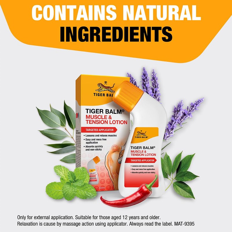 Tiger Balm Muscle & Tension Lotion (80ml), with No Mess