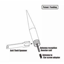 True Spike Anti-Theft 7 Inch Short Thick Gunmetal Bullet Antenna For Dodge Ram