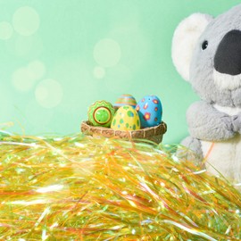 Ausejopeac 1/2 LB Easter Grass Crinkle Cut Paper Basket Filler Green Raffia Grass Shred for Easter Basket Filler Creative Eggs Decor Filler Gift Wrapping