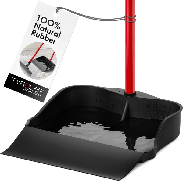 Tyroler Multi-Purpose Extra Large 100% Rubber Dustpan For Dry & Wet Floor Cleaning Indoor And Outdoor | NEW 105cm Long Aluminum Anti-Rust Handle | Compatible With Any Size Broom and Squeegee