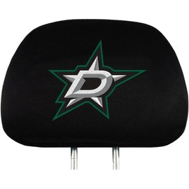 Fanmats Dallas Stars Premium Pair of Auto Head Rest Covers, Black, Elastic, 10x14 Inch