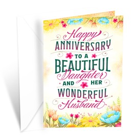 Prime Greetings Daughter Anniversary Card, Made in America, Eco-Friendly, Thick Card Stock with Premium Envelope 5in x 7.75in, Packaged in Protective Mailer
