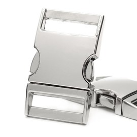 Enosea 2 Pcs Metal Side Release Buckle 3/4 inch(20mm) Adjustable Clip Lock for Paracord Bracelet Straps Webbing Dog Collar Backpack, Silver